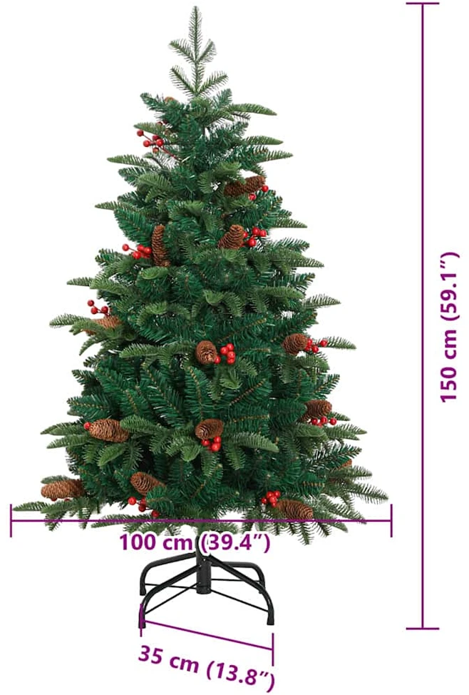 Dirbtinė Kalėdų eglutė Žalia 150 cm PVC ir Metalas ir Plastikas