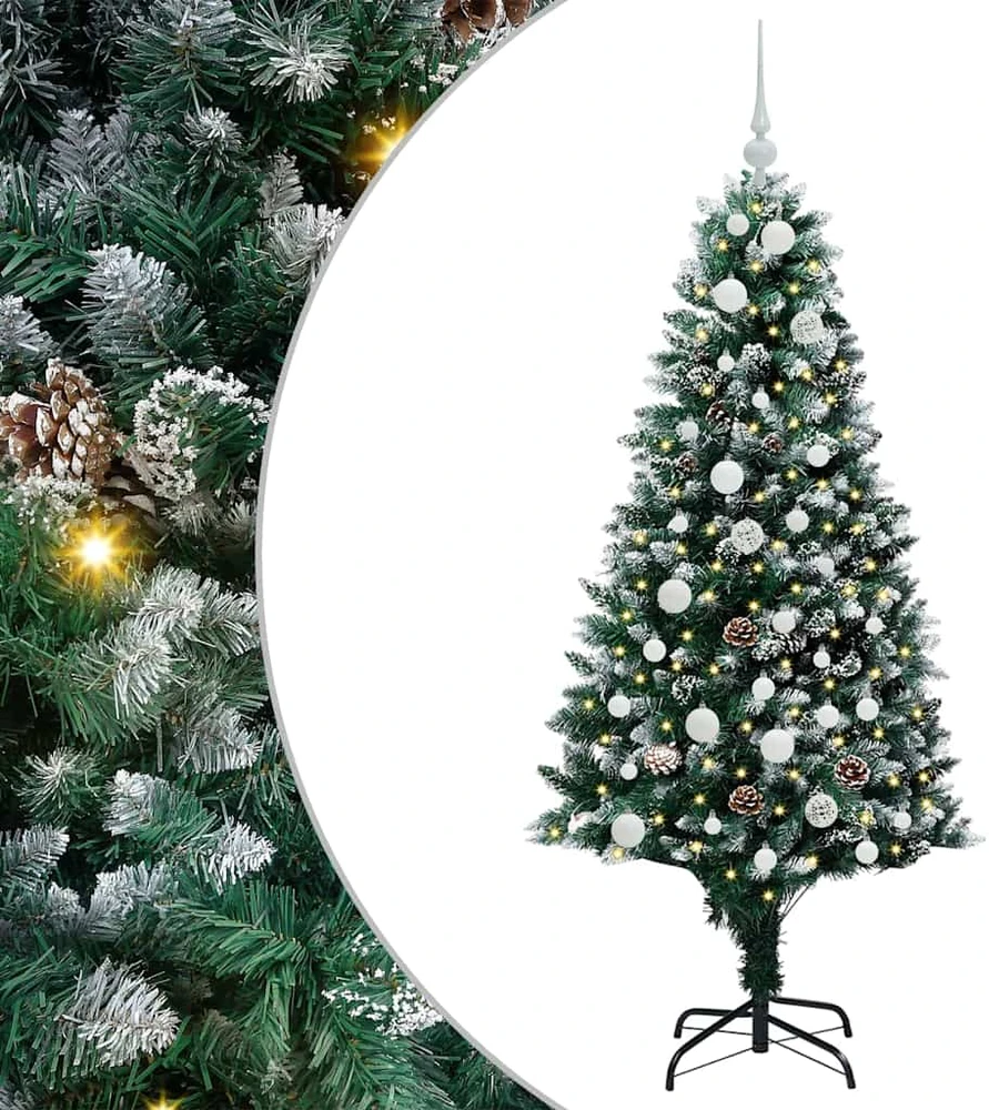 Dirbtinė Kalėdų eglutė Žalia 150 cm PVC ir Plienas ir Plastikas