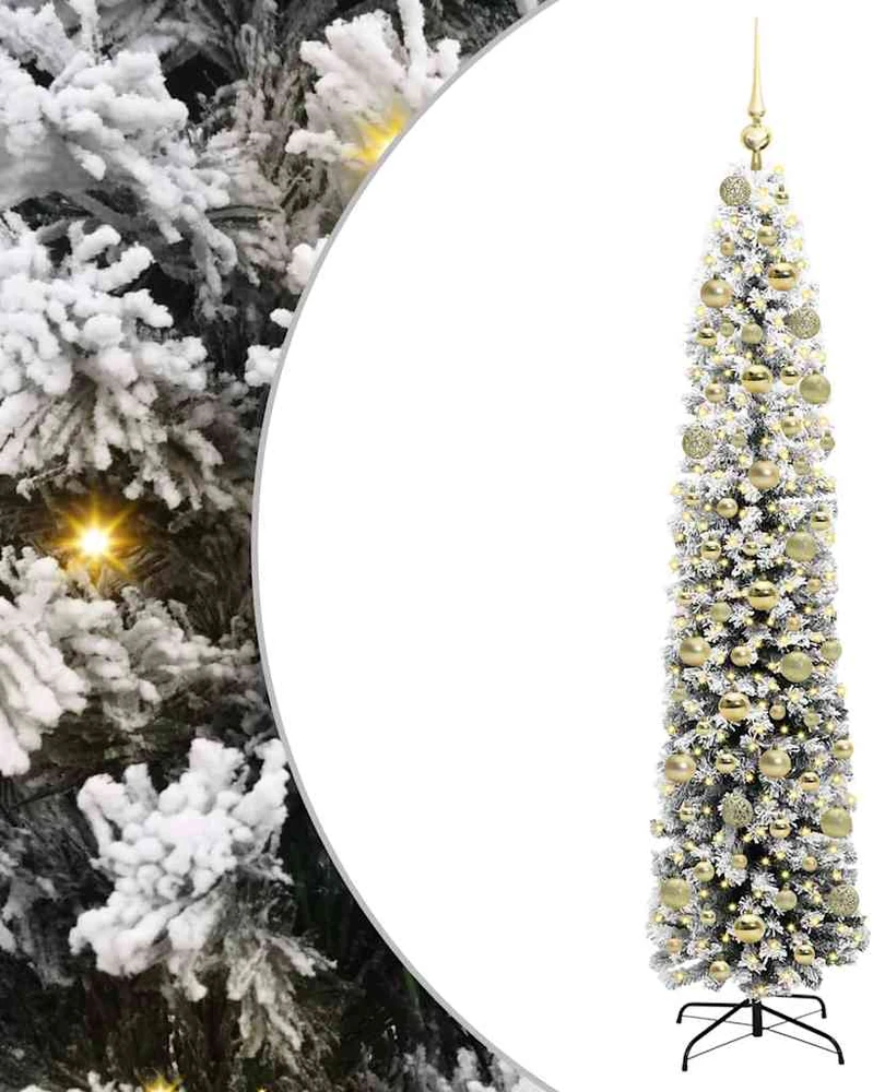 Dirbtinė Kalėdų eglutė su LED lemputėmis Žalia ir balta 180 cm