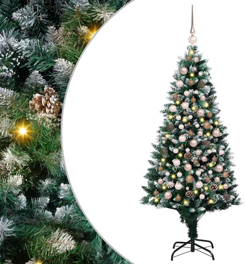 Kalėdų eglutė su LED lemputėmis Žalia ir balta 180 cm