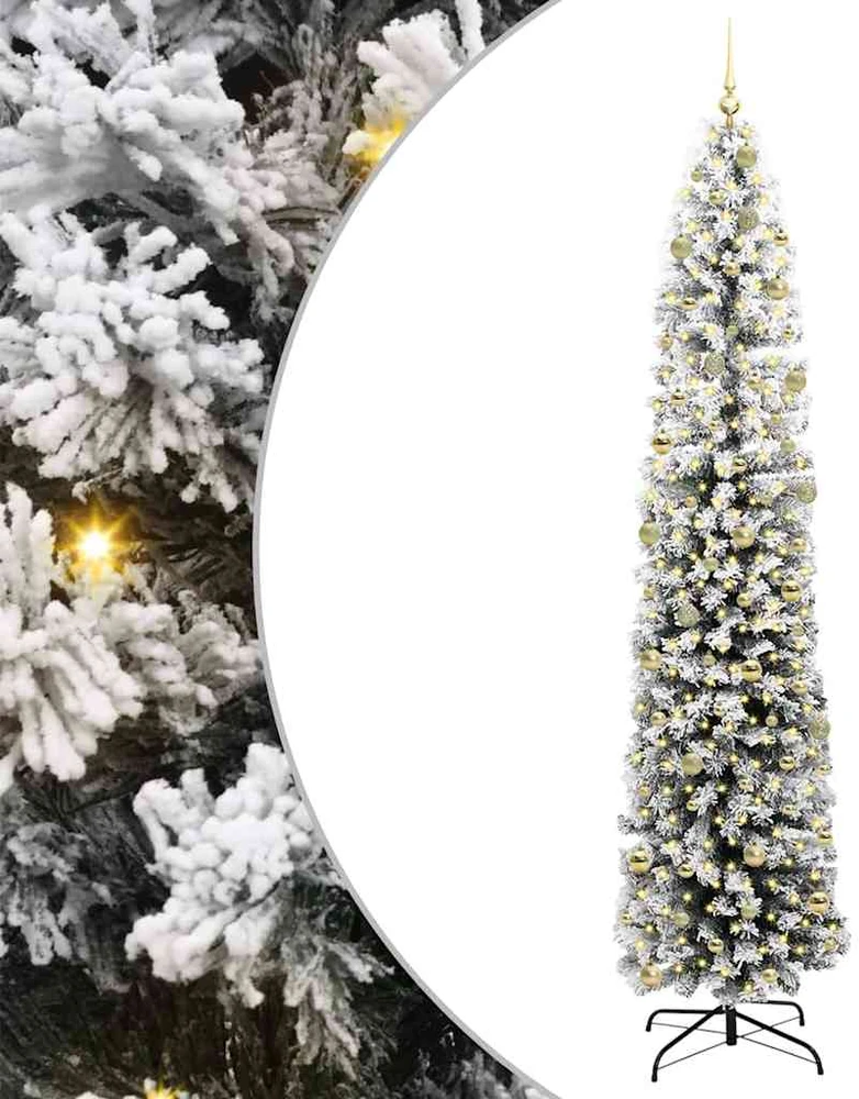 Dirbtinė Kalėdų eglutė su LED lemputėmis Žalia ir balta 240 cm