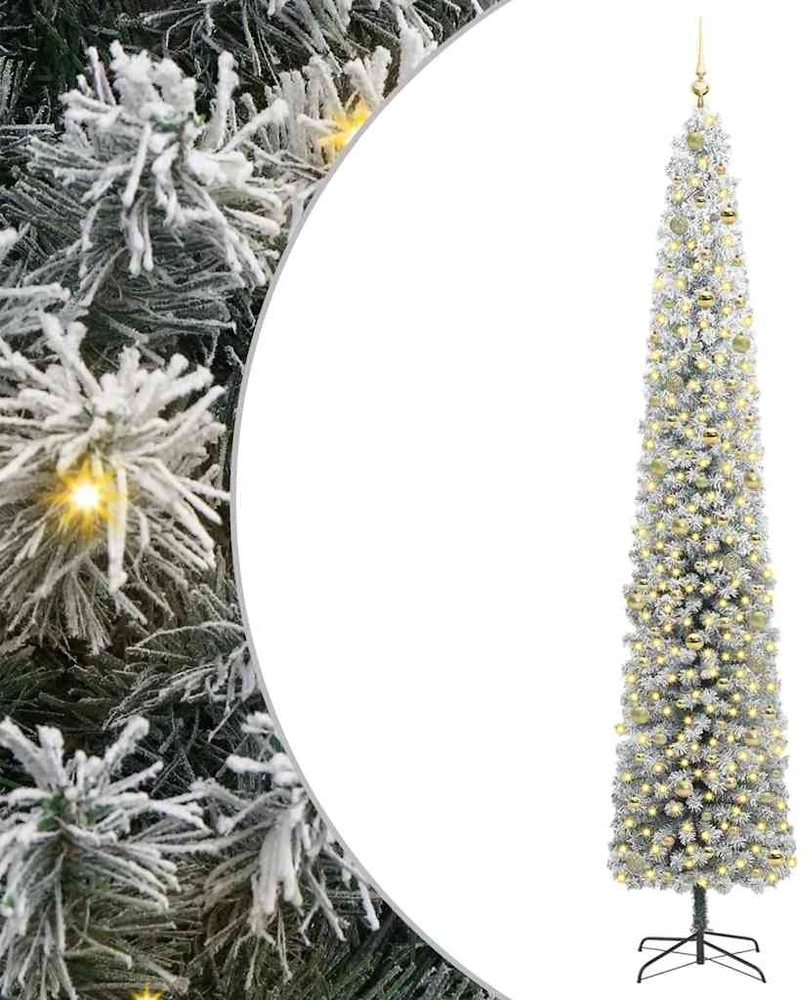Dirbtinė Kalėdų eglutė su LED lemputėmis Žalia ir balta 270 cm