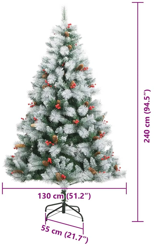 Dirbtinė Kalėdų eglutė Žalia ir balta 240 cm