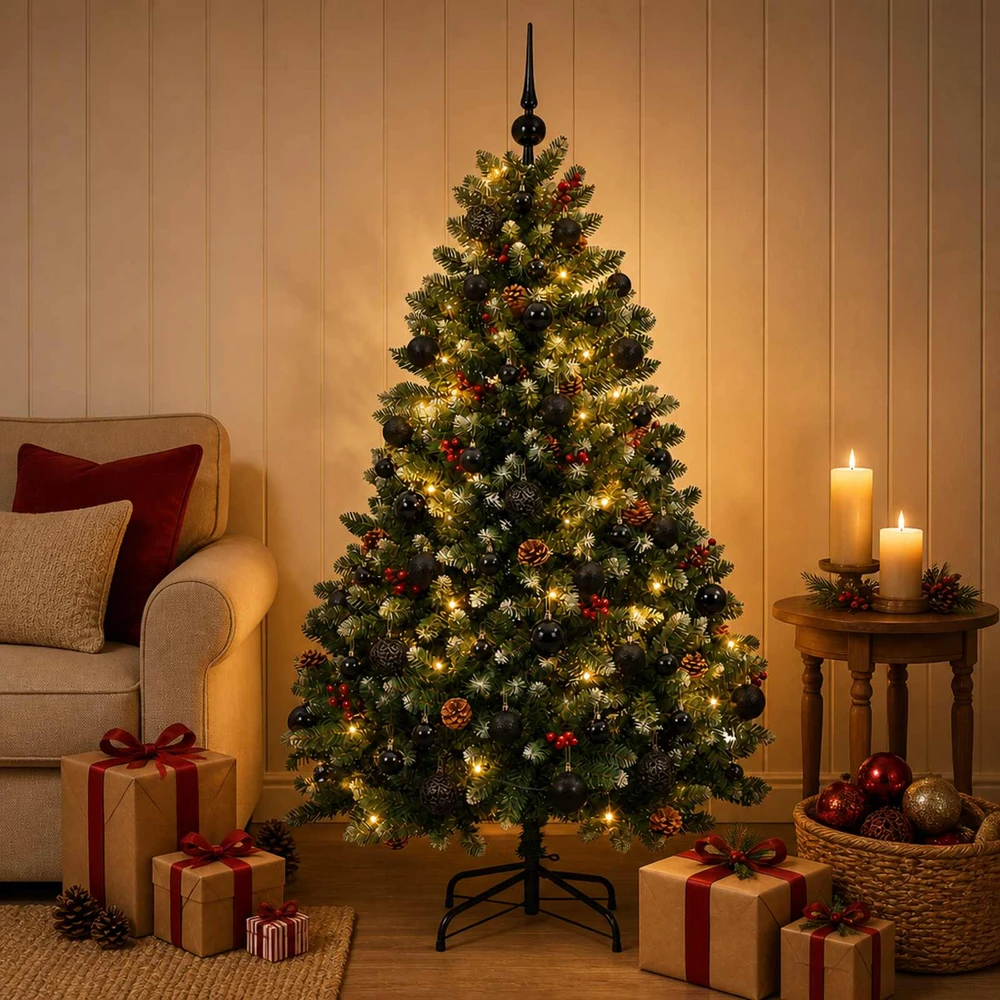 Dirbtinė Kalėdų eglutė, žalia, su žaisliukais 150 cm 150 LED