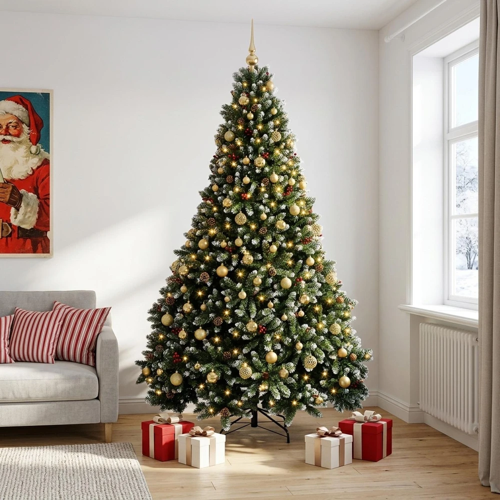 Dirbtinė Kalėdų eglutė, žalia, su žaisliukais 210 cm 300 LED