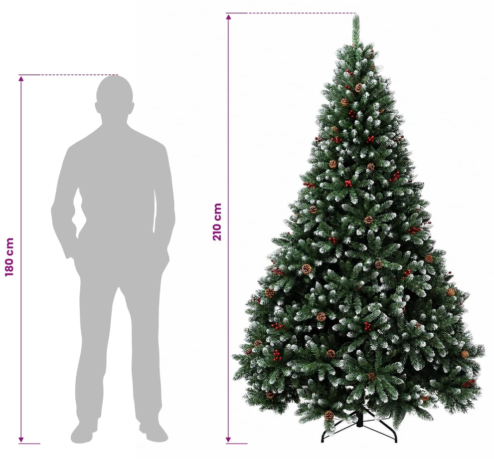 Dirbtinė Kalėdų eglutė, žalia, su žaisliukais 210 cm 300 LED