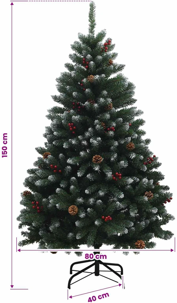 Dirbtinė Kalėdų eglutė, žalia, su žaisliukais 150 cm 150 LED