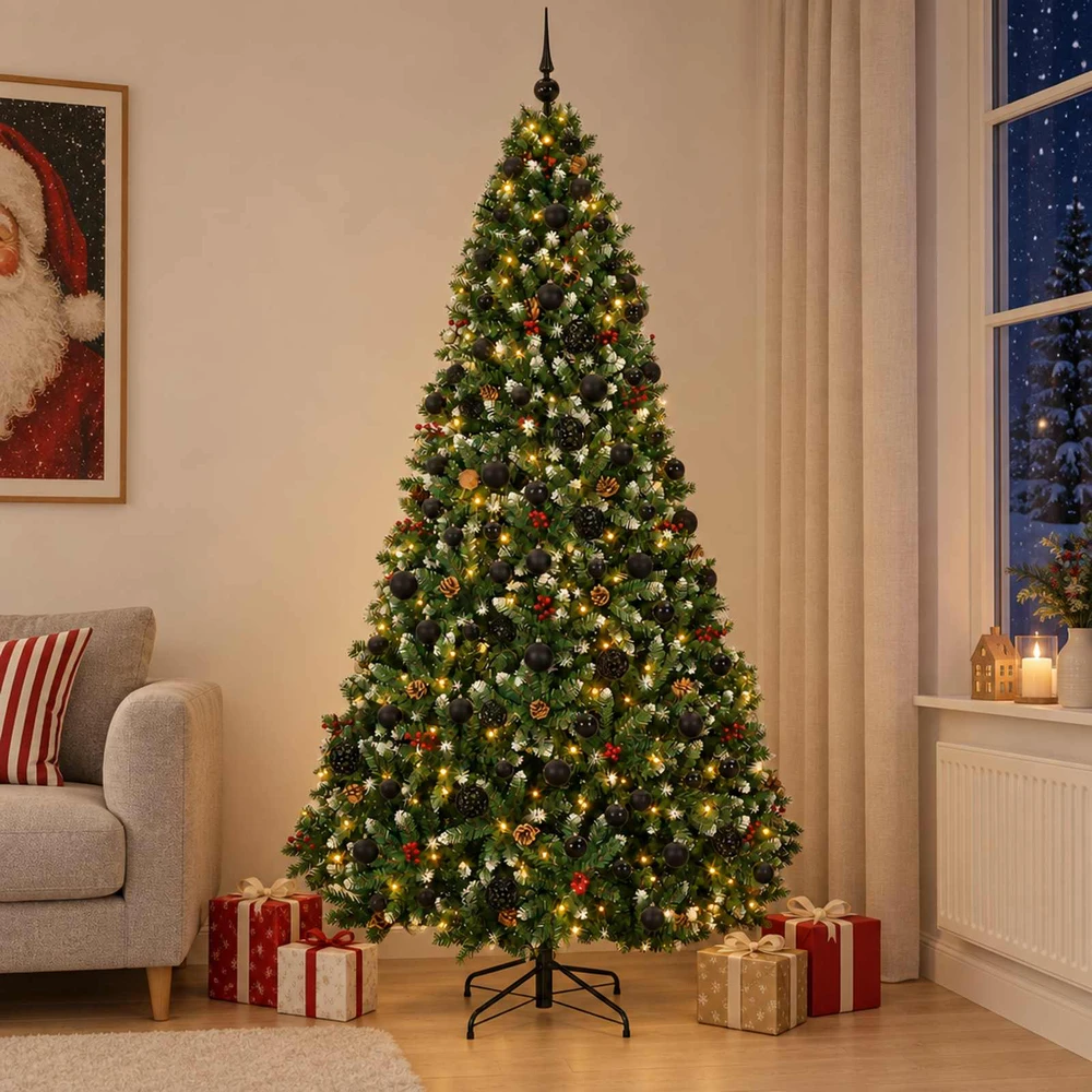 Dirbtinė Kalėdų eglutė, žalia, su žaisliukais 240 cm 300 LED