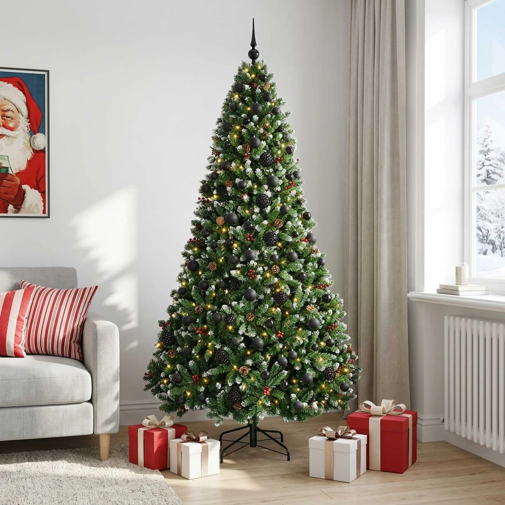 Dirbtinė Kalėdų eglutė, žalia, su žaisliukais 240 cm 300 LED