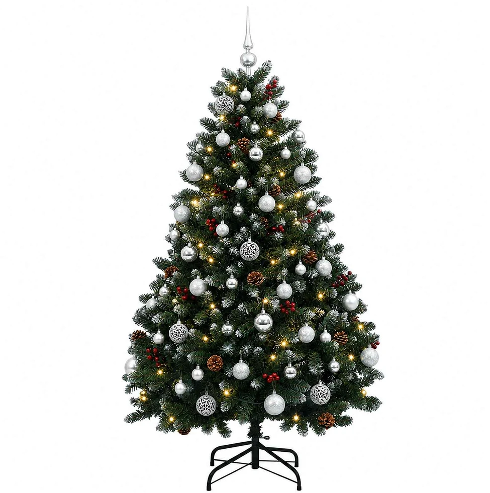Dirbtinė Kalėdų eglutė, žalia su žaisliukais 150 cm 150 LED