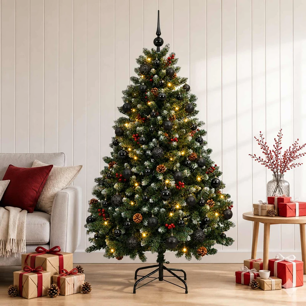 Dirbtinė Kalėdų eglutė, žalia, su žaisliukais 150 cm 150 LED