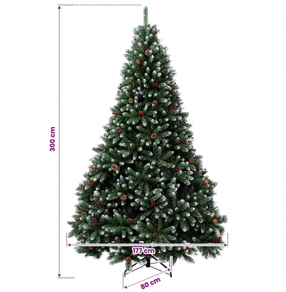 Dirbtinė Kalėdų eglutė, žalia su žaisliukais 300 cm 600 LED