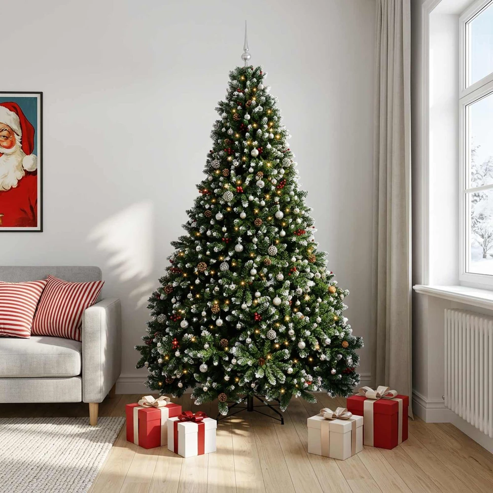Dirbtinė Kalėdų eglutė, žalia su žaisliukais 300 cm 600 LED