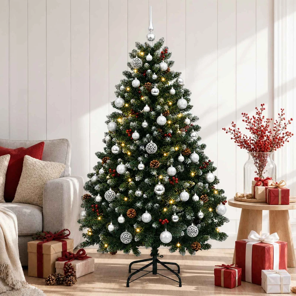 Dirbtinė Kalėdų eglutė, žalia su žaisliukais 150 cm 150 LED