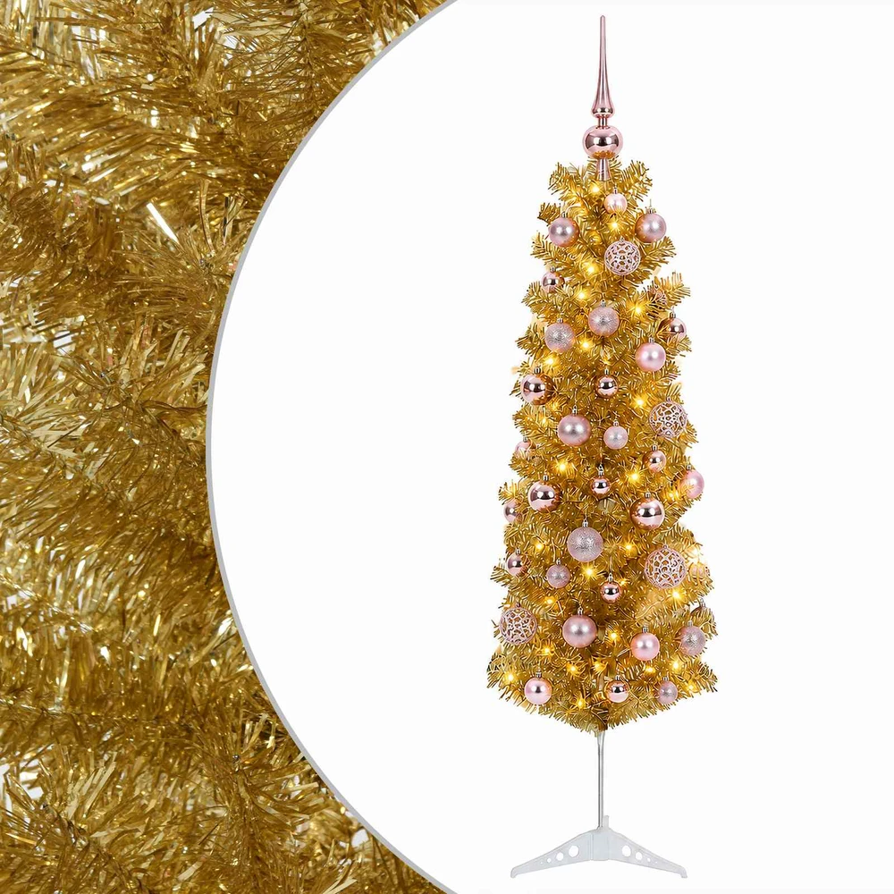 Dirbtinė liekna Kalėdų eglutė su burbulais 150 cm 150 LED