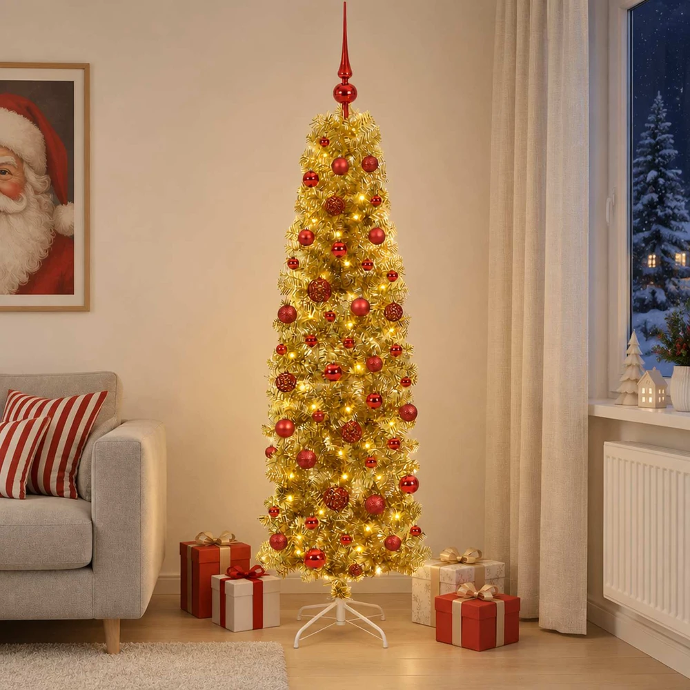 Dirbtinė liekna Kalėdų eglutė su burbulais 180 cm 300 LED