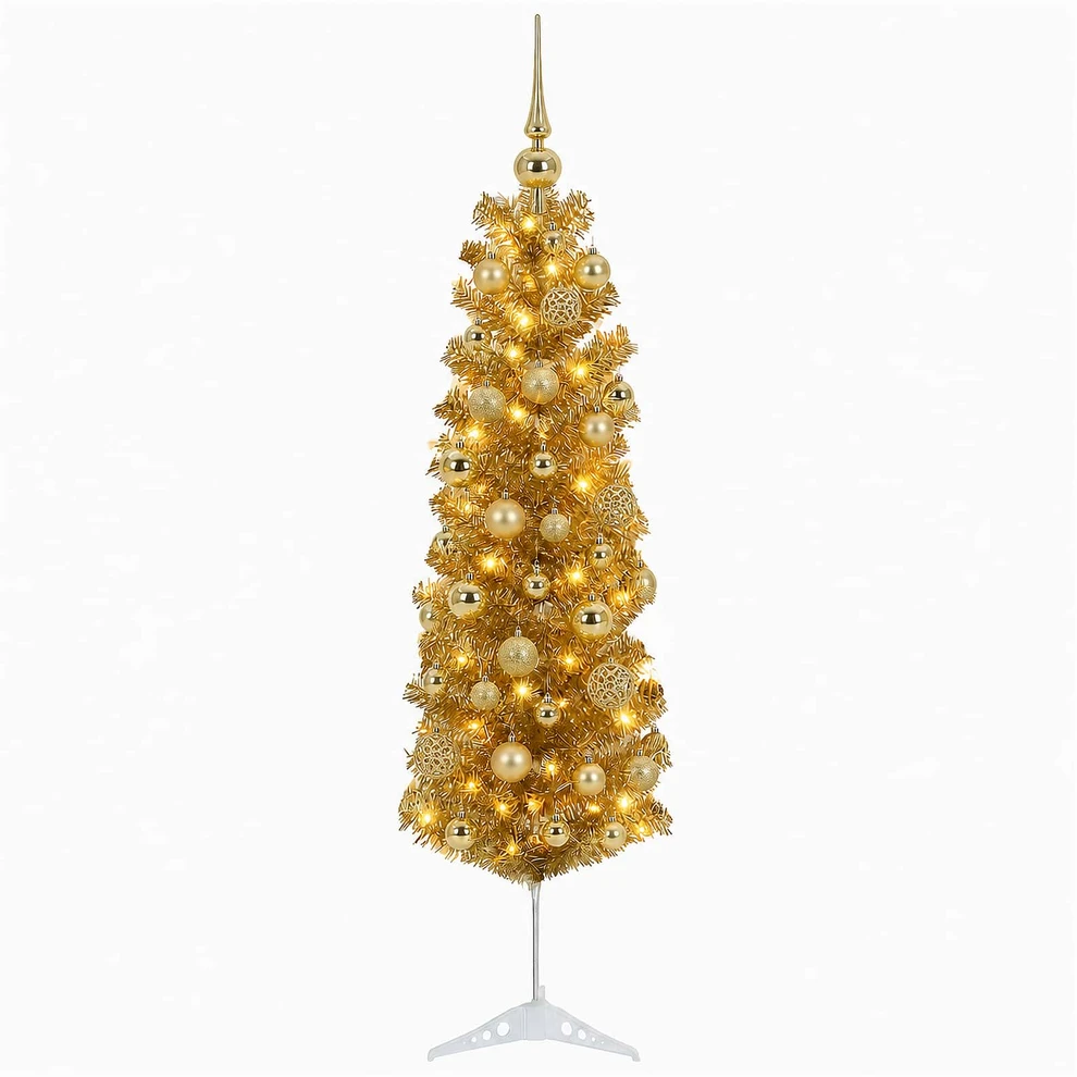Dirbtinė liekna Kalėdų eglutė su burbulais 150 cm 150 LED