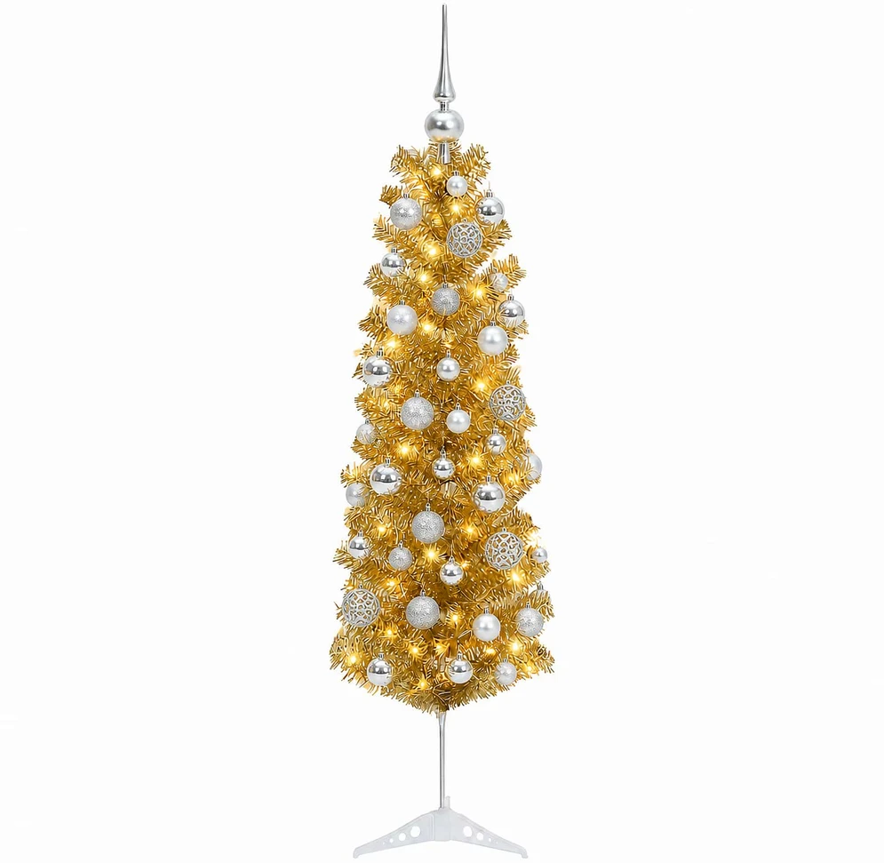Dirbtinė liekna Kalėdų eglutė su burbulais 150 cm 150 LED