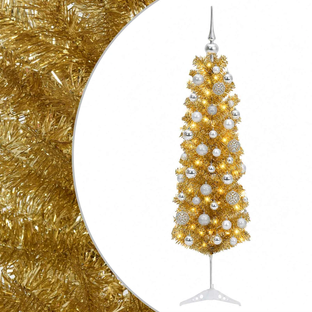 Dirbtinė liekna Kalėdų eglutė su burbulais 150 cm 150 LED