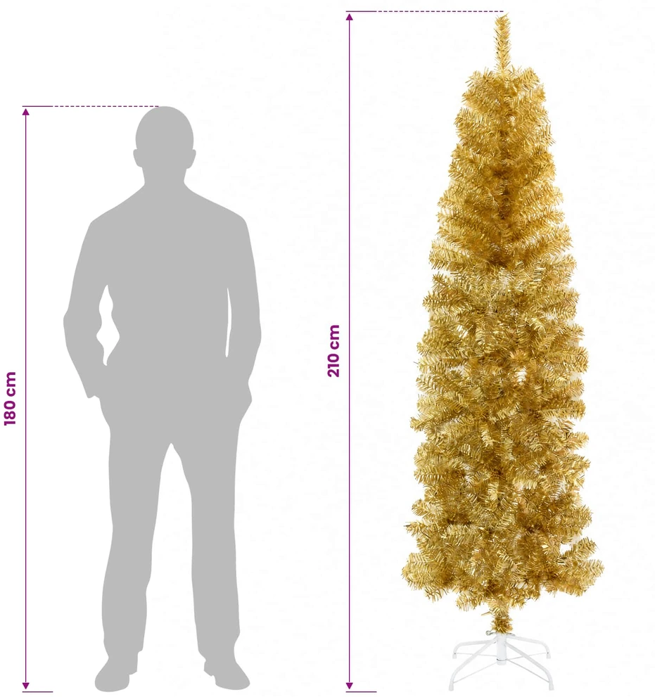 Dirbtinė liekna Kalėdų eglutė su burbulais 210 cm 300 LED