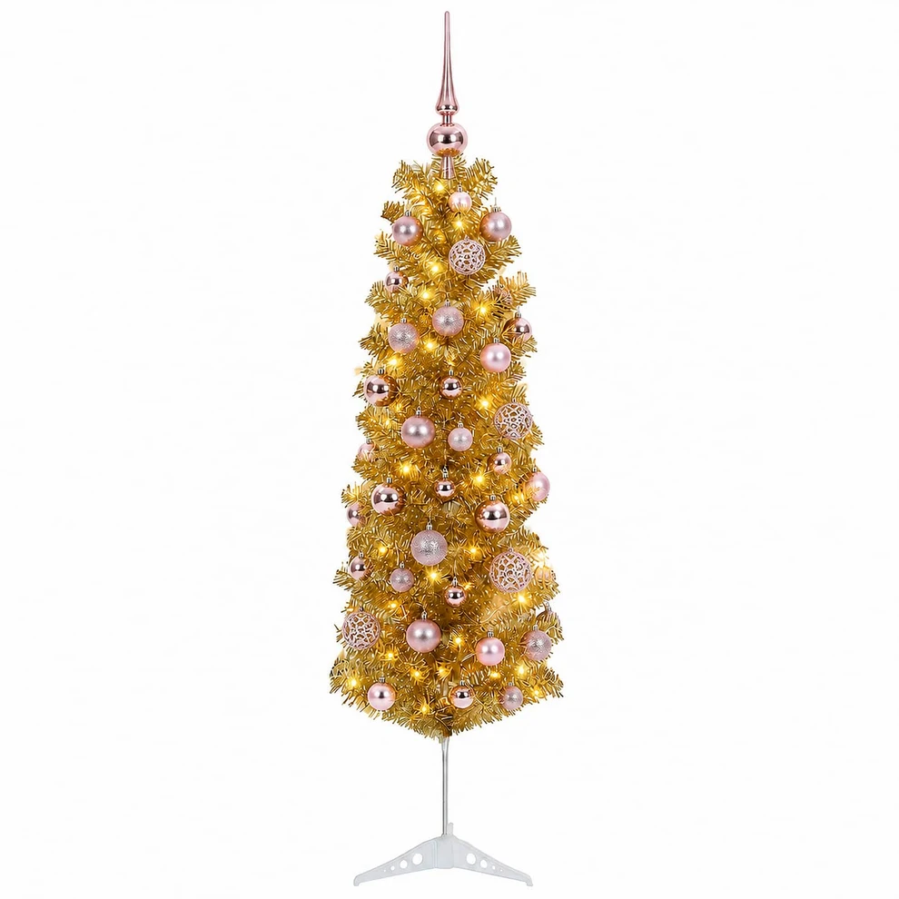 Dirbtinė liekna Kalėdų eglutė su burbulais 150 cm 150 LED