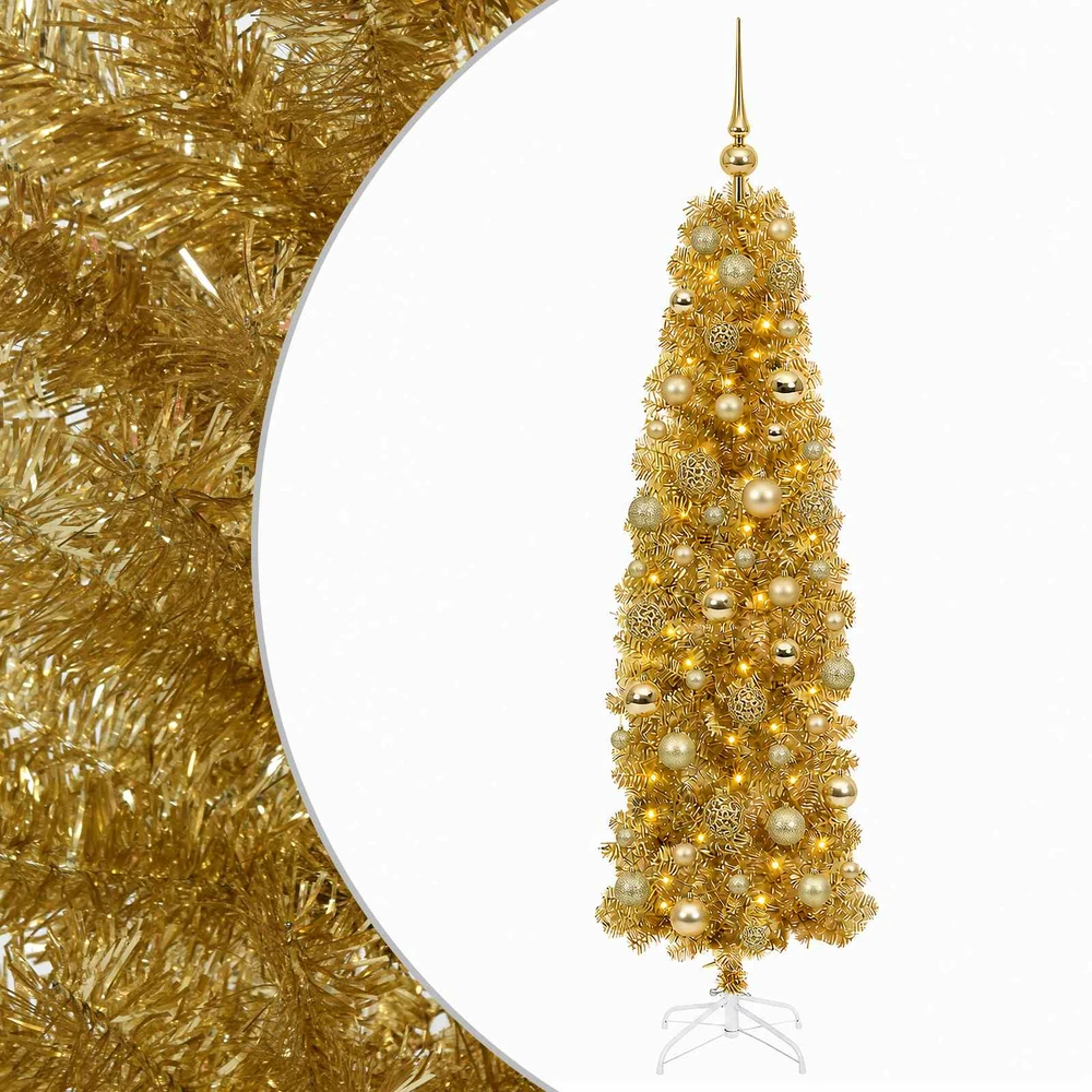 Dirbtinė liekna Kalėdų eglutė su burbulais 210 cm 300 LED