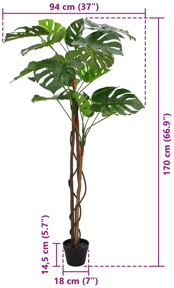 Dirbtinė Monstera Augalas Žalia 94 x 18 x 170 cm