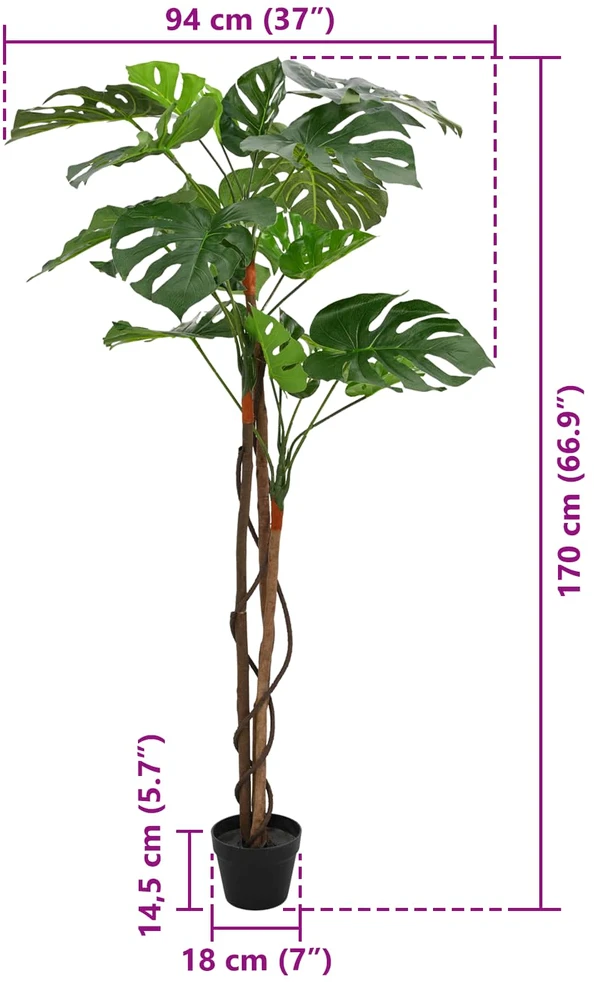 Dirbtinė Monstera Augalas Žalia 94 x 18 x 170 cm