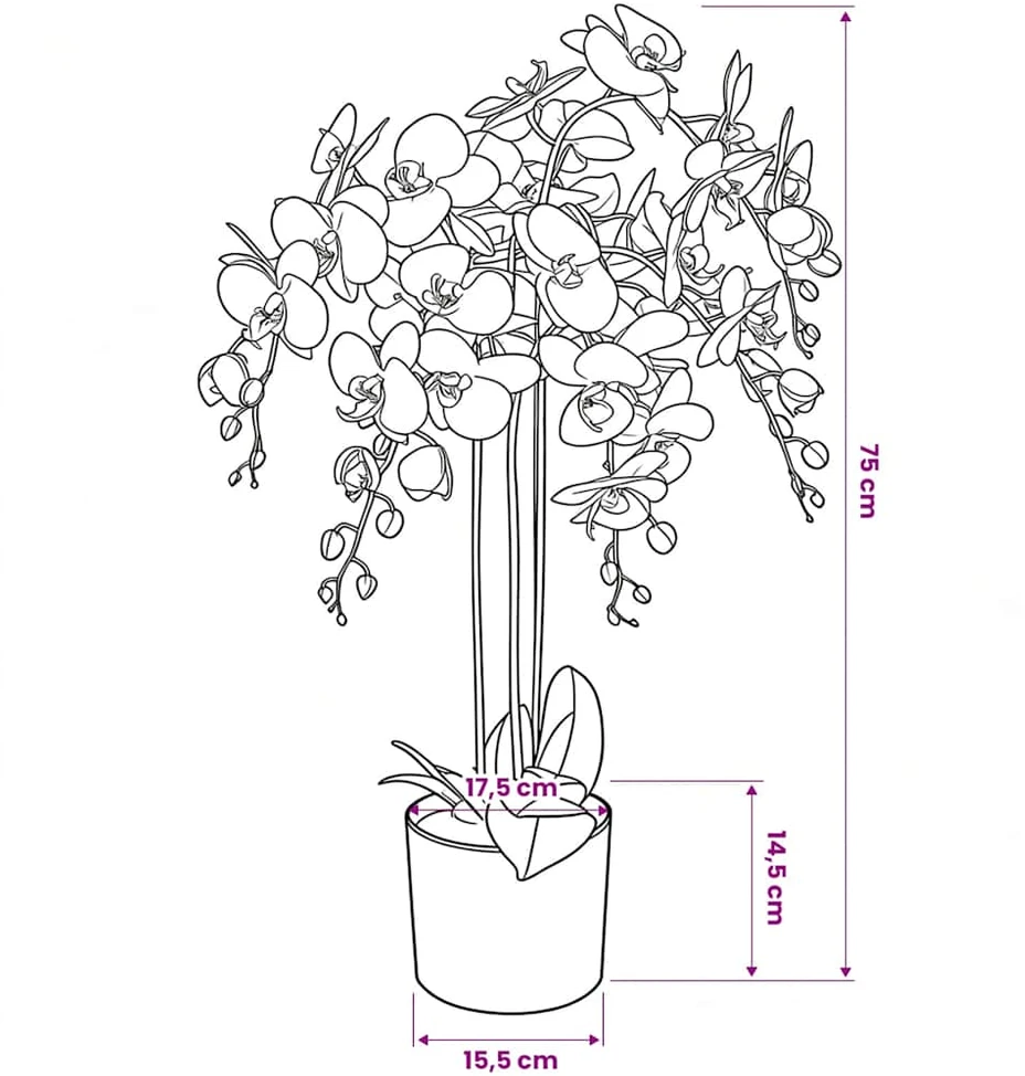 Dirbtinė orchidėja su vazonu, 75 cm, balta