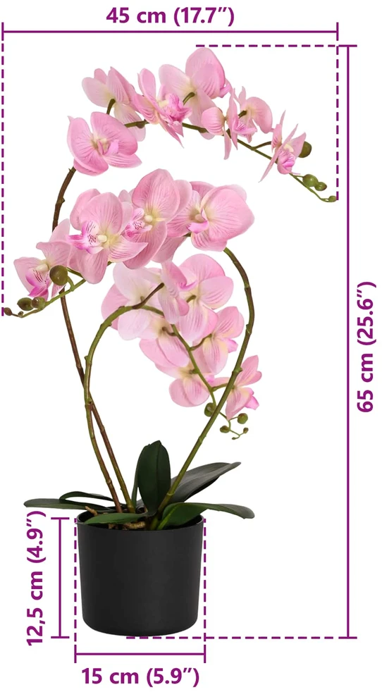 Dirbtinė orchidėja su vazonu Rožinė 45 x 15 x 65 cm