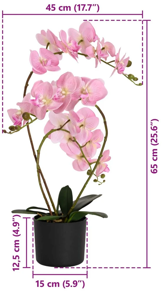 Dirbtinė orchidėja su vazonu Rožinė 45 x 15 x 65 cm