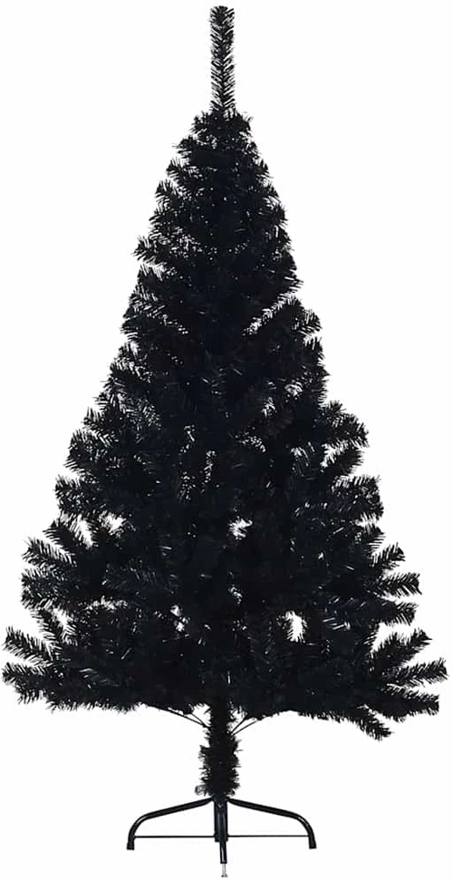 Dirbtinė pusinė Kalėdų eglutė su stovu, juoda, 120cm, PVC