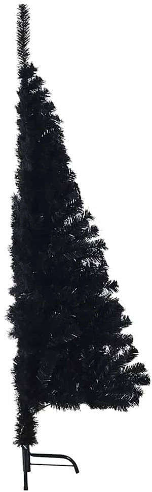 Dirbtinė pusinė Kalėdų eglutė su stovu, juoda, 150cm, PVC