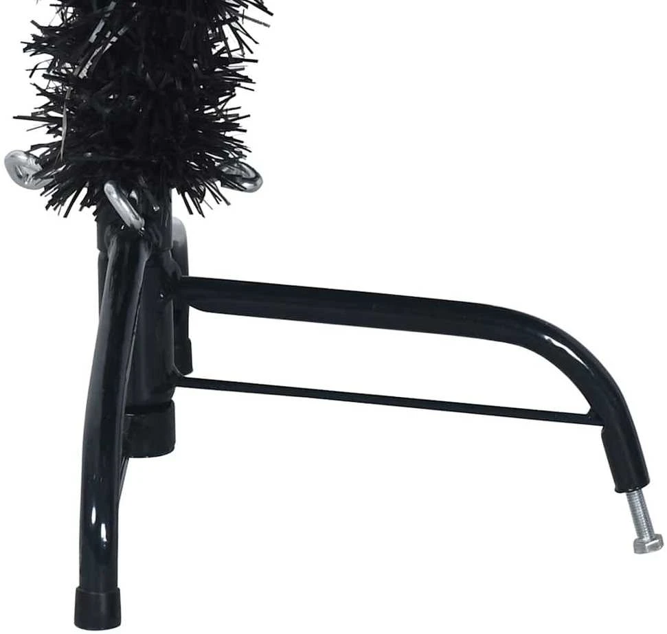 Dirbtinė pusinė Kalėdų eglutė su stovu, juoda, 150cm, PVC