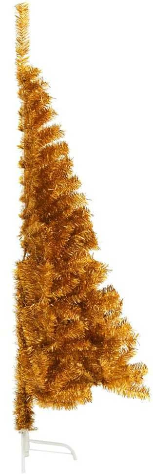 Dirbtinė pusinė Kalėdų eglutė su stovu, auksinė, 120cm, PET