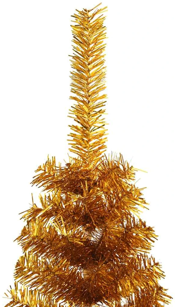 Dirbtinė pusinė Kalėdų eglutė su stovu, auksinė, 150cm, PET