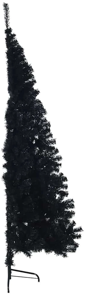 Dirbtinė pusinė Kalėdų eglutė su stovu, juoda, 180cm, PVC