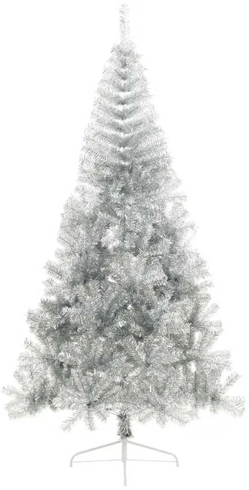 Dirbtinė pusinė Kalėdų eglutė su stovu, sidabrinė, 240cm, PET