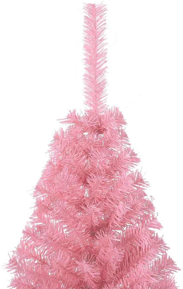 Dirbtinė pusinė Kalėdų eglutė su stovu, rožinė, 150cm, PVC
