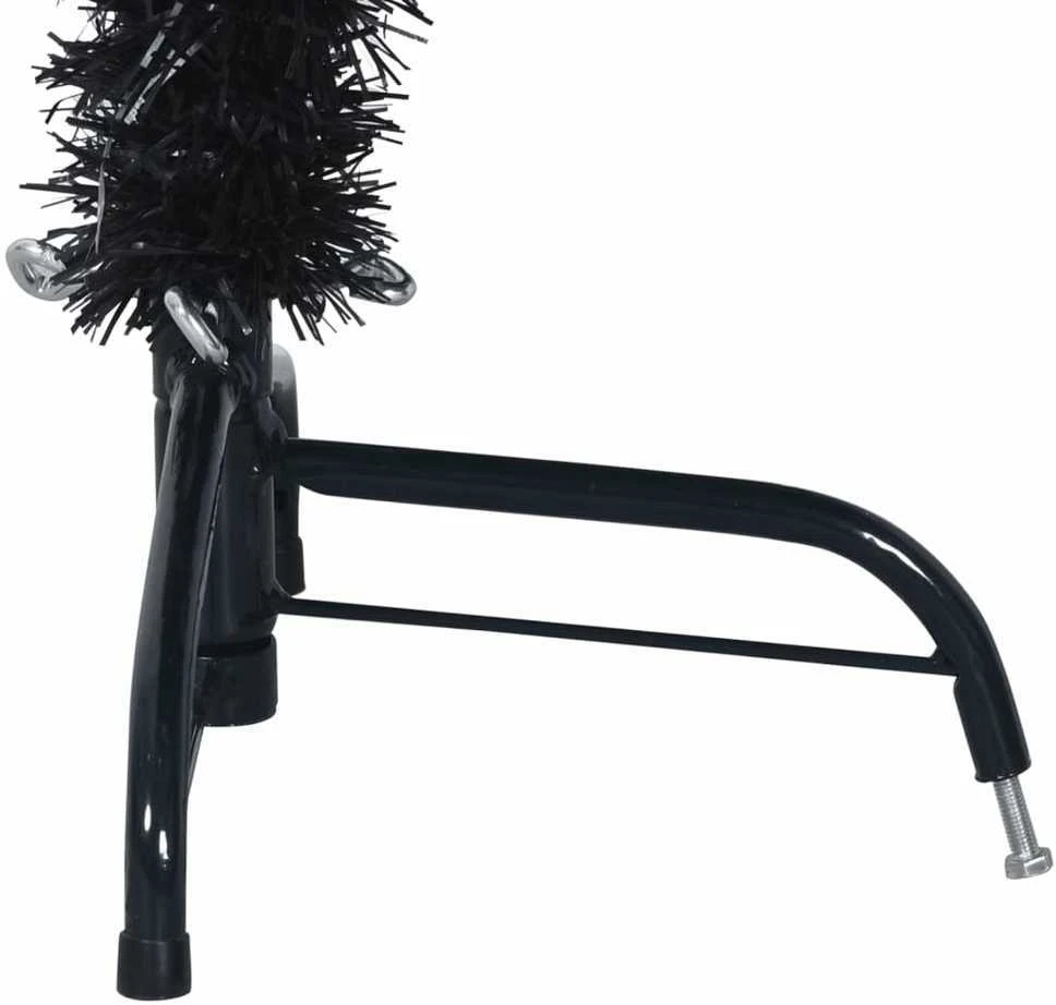 Dirbtinė pusinė Kalėdų eglutė su stovu, juoda, 120cm, PVC