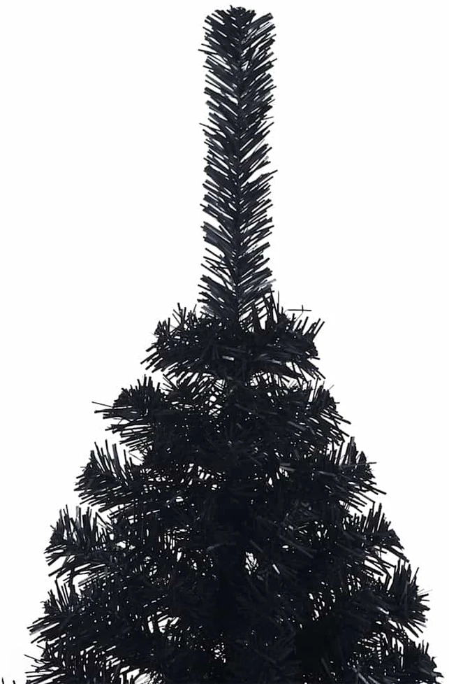 Dirbtinė pusinė Kalėdų eglutė su stovu, juoda, 120cm, PVC