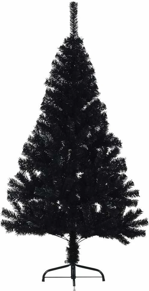 Dirbtinė pusinė Kalėdų eglutė su stovu, juoda, 120cm, PVC