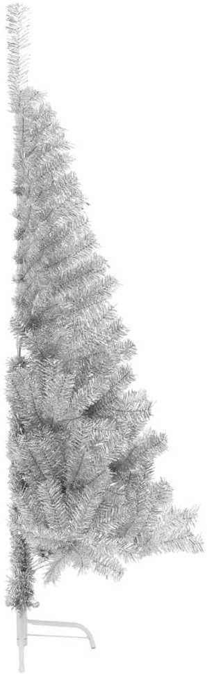 Dirbtinė pusinė Kalėdų eglutė su stovu, sidabrinė, 120cm, PET