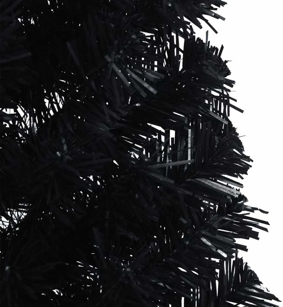 Dirbtinė pusinė Kalėdų eglutė su stovu, juoda, 150cm, PVC