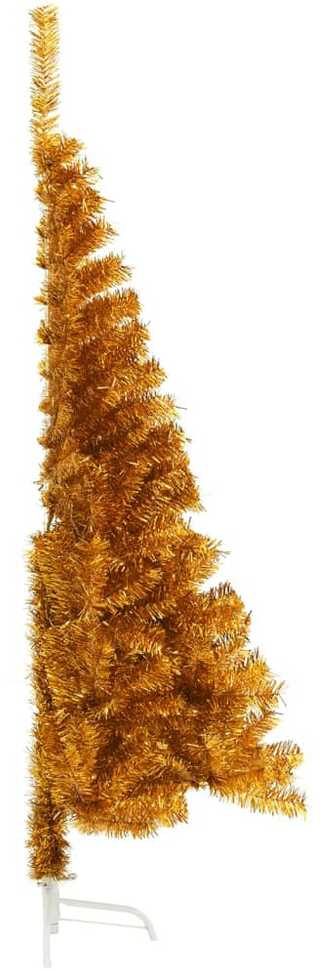 Dirbtinė pusinė Kalėdų eglutė su stovu, auksinė, 150cm, PET