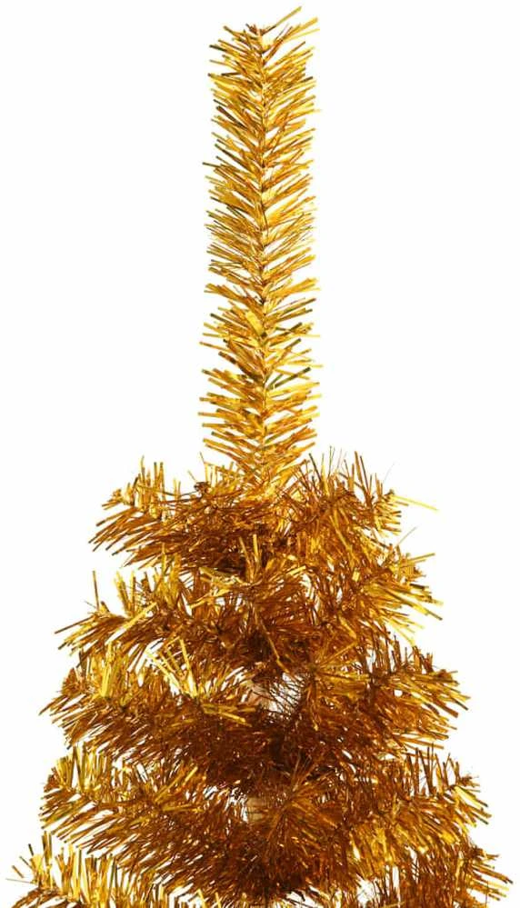 Dirbtinė pusinė Kalėdų eglutė su stovu, auksinė, 120cm, PET