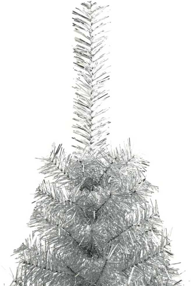 Dirbtinė pusinė Kalėdų eglutė su stovu, sidabrinė, 120cm, PET