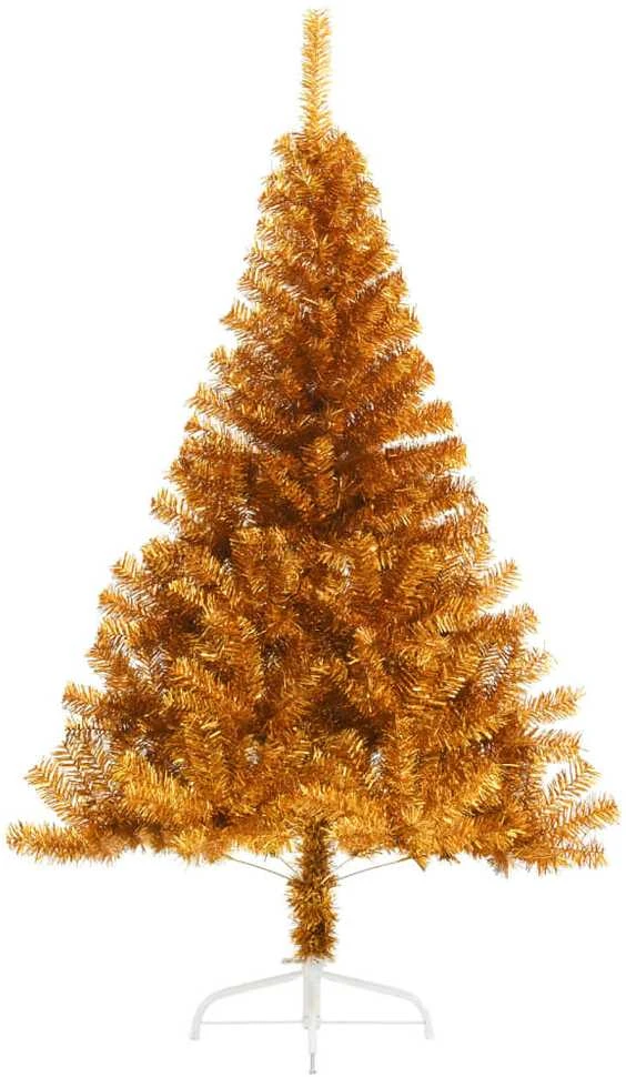 Dirbtinė pusinė Kalėdų eglutė su stovu, auksinė, 120cm, PET