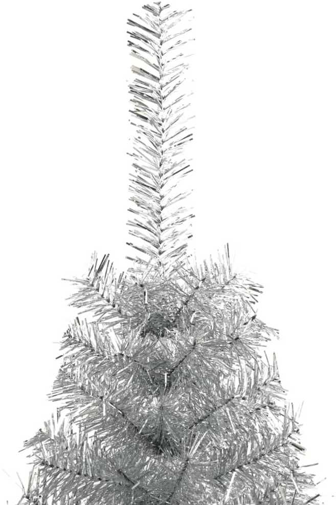 Dirbtinė pusinė Kalėdų eglutė su stovu, sidabrinė, 120cm, PET