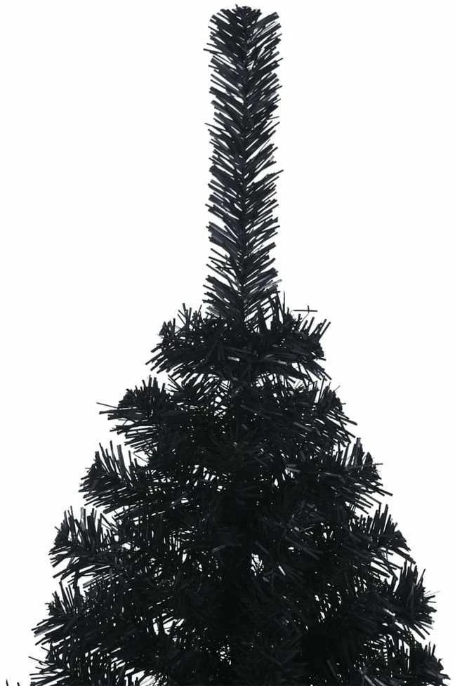 Dirbtinė pusinė Kalėdų eglutė su stovu, juoda, 120cm, PVC